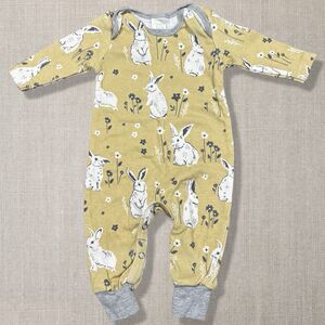 Tesa Babe Baby Romper 0–3M Yellow Bunny Floral Cotton One Piece